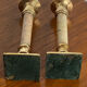 Pair of brass and stone candlesticks