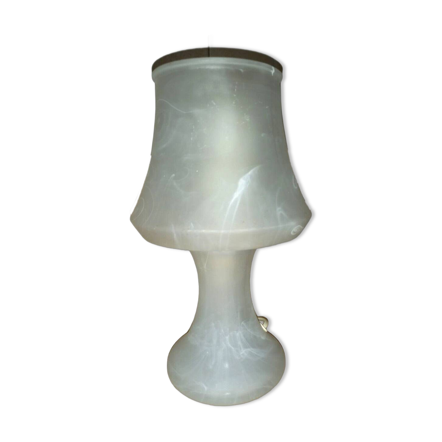 Vintage Murano Opaline Mushroom Lamp with Tinsel Diffuser? Smoke Table.