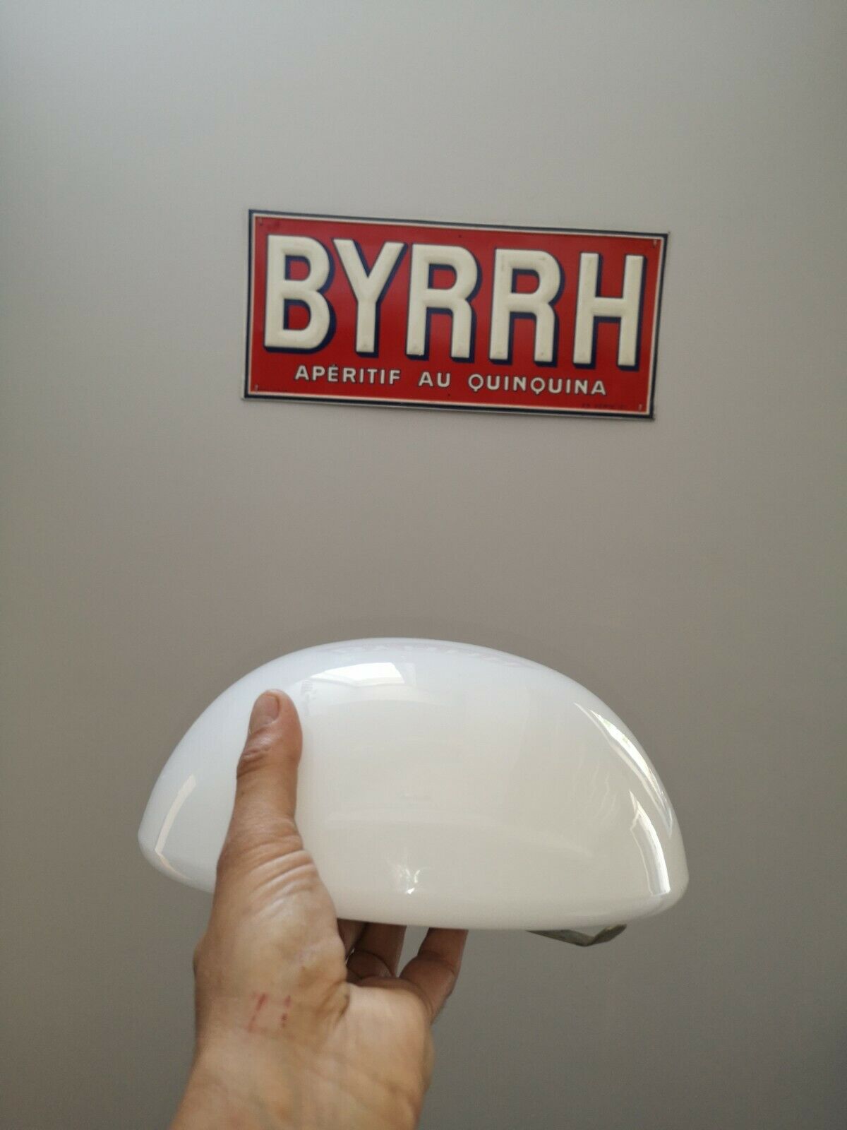 Lampshade ball ceiling 1/2 globe old opaline