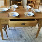 Farm table set 4/6 people and three bistro chairs