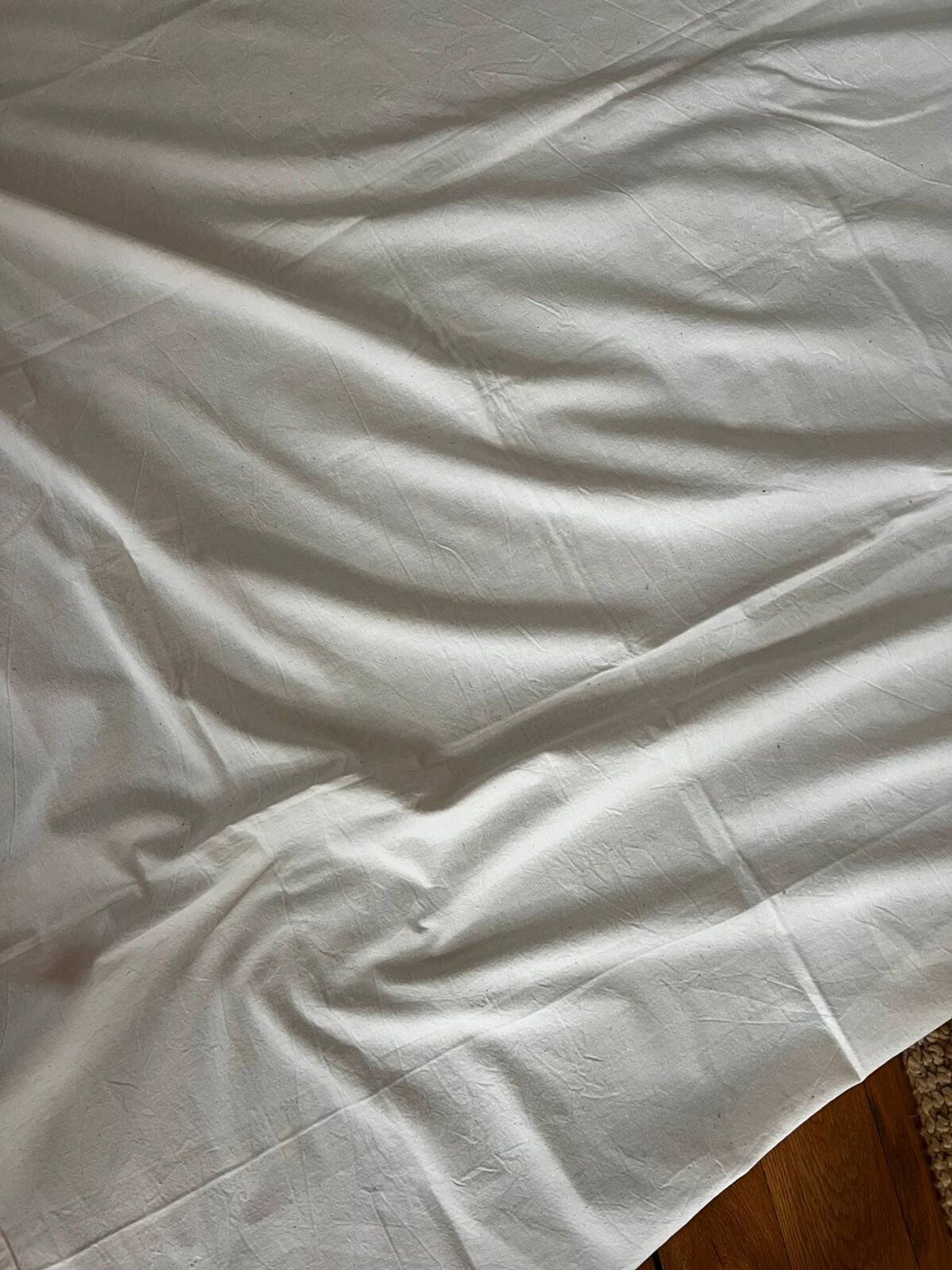 Grand drap ancien en métis, lin et coton écru
