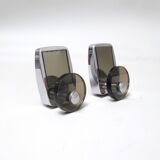 Paire de patères en verre et chrome années 1970