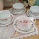 Tasses à thé et sous-tasses Porcelaine de Limoges motif fleuri (Lot de 4)