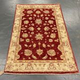 Handmade Wool Red Rug, Floral Oriental Carpet for Living Room 152x100cm