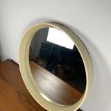 Vintage round plastic mirror, 1980, cream color