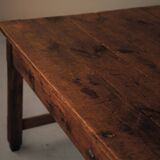Large antique table in solid pine – France, around 1900