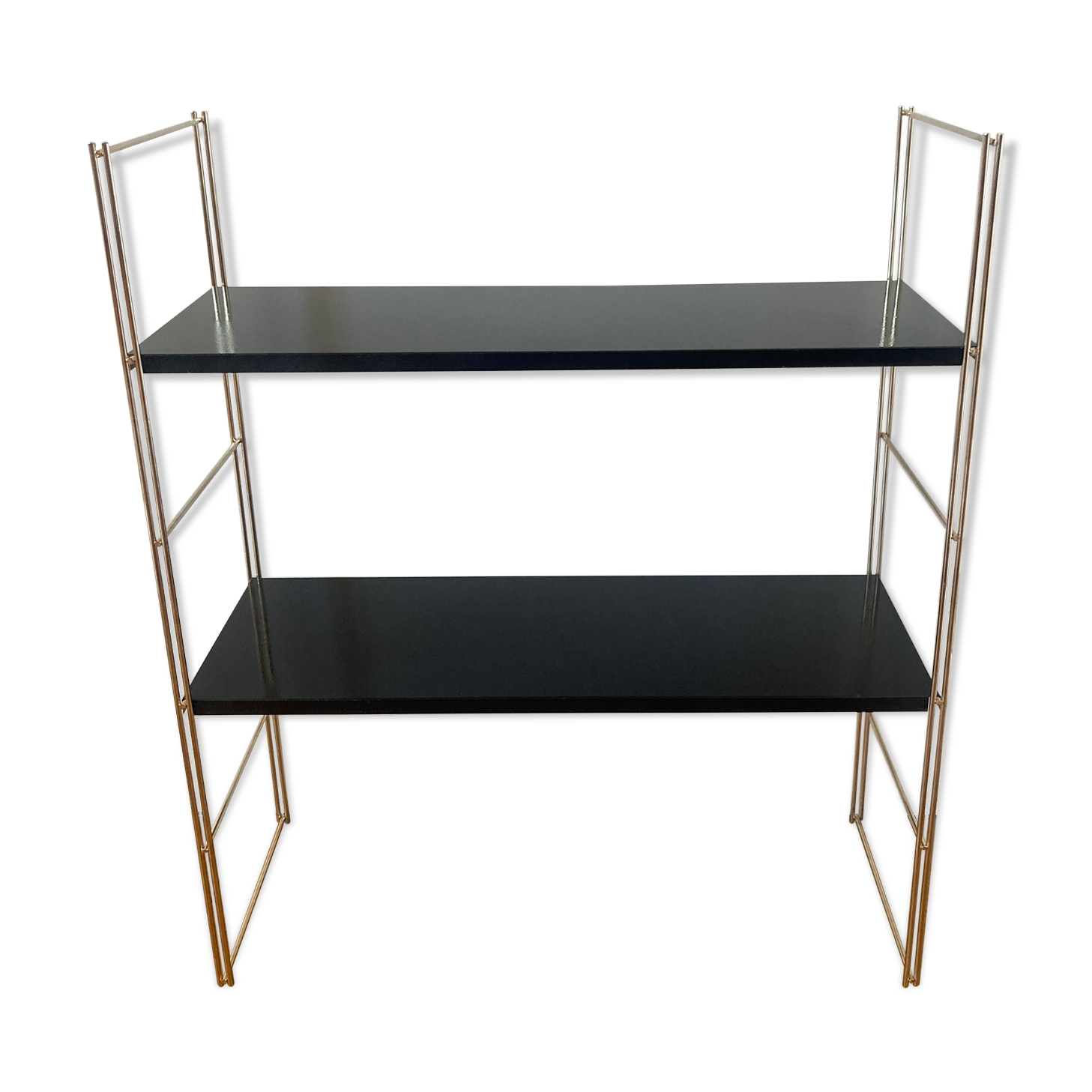Black and gold string shelf
