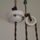 Vintage French Rise & Fall Counterbalance Ceiling Light Opaline Glass Shade