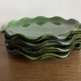 Set of 4 wavy glazed earthenware plates by Milon from Dieulefit, 1970.