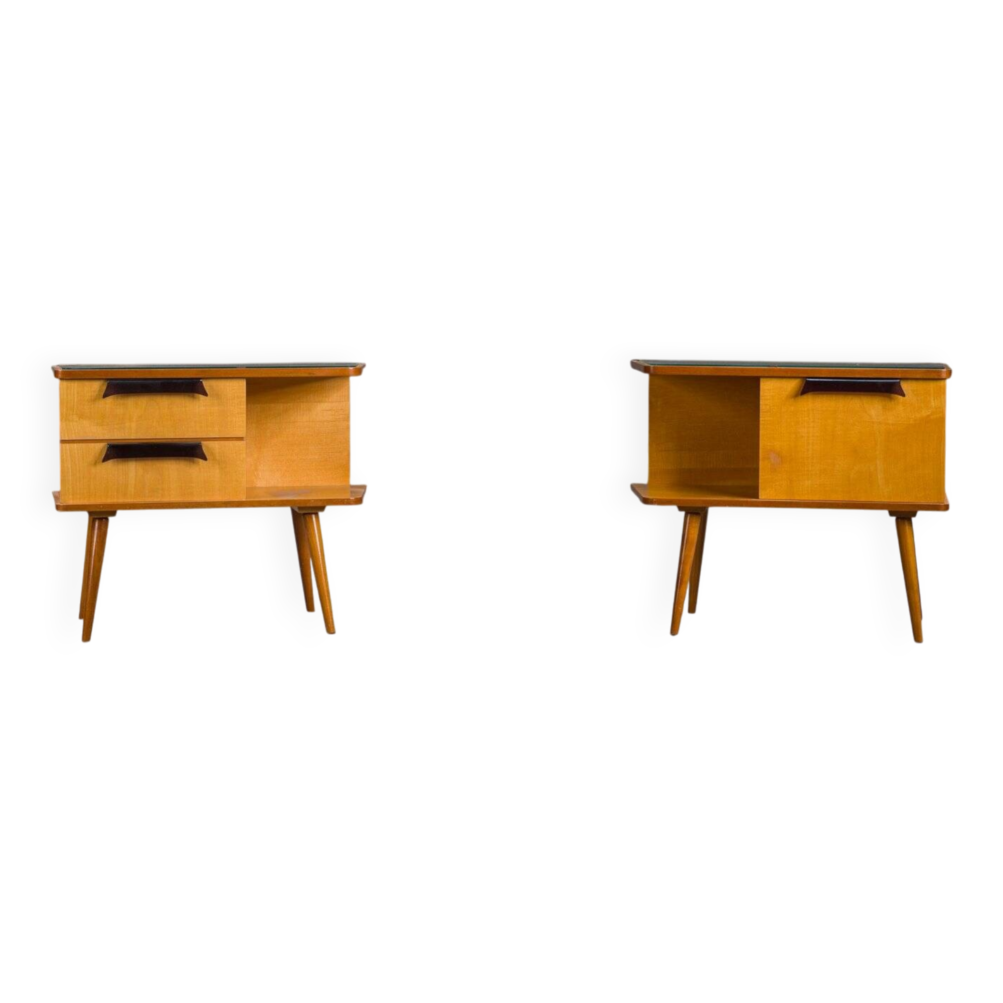 Vintage German cherry nightstands, 1960s, set of 2