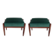 Pair of vintage green velvet stools, mid-century, Edmund Homa, 1960s