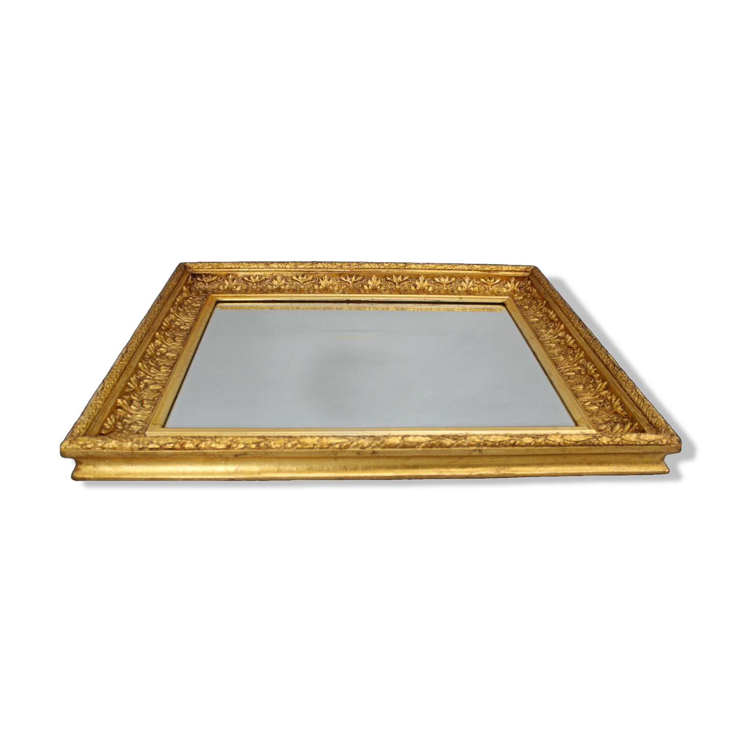 1940s Italian Mirror in Golden Wood Frame