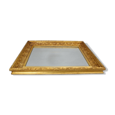 Miroir italien des années 1940 avec cadre en bois doré