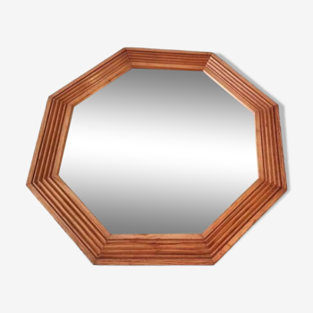 Miroir octogonal, encadrement bois, finmirror makisen kuvastin oy
