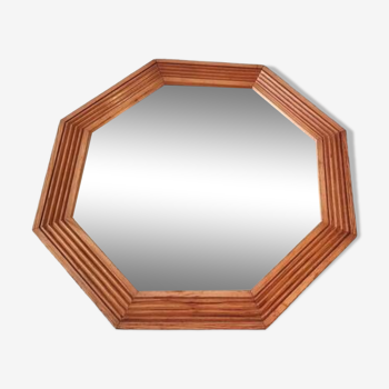 Octagonal mirror, wooden frame, finmirror makisen kuvastin oy