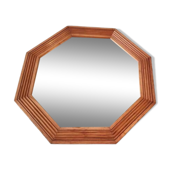 Octagonal mirror, wooden frame, finmirror makisen kuvastin oy