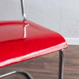 Functionalist Bauhaus Style Red Dining Chairs By Kovona, 1940s