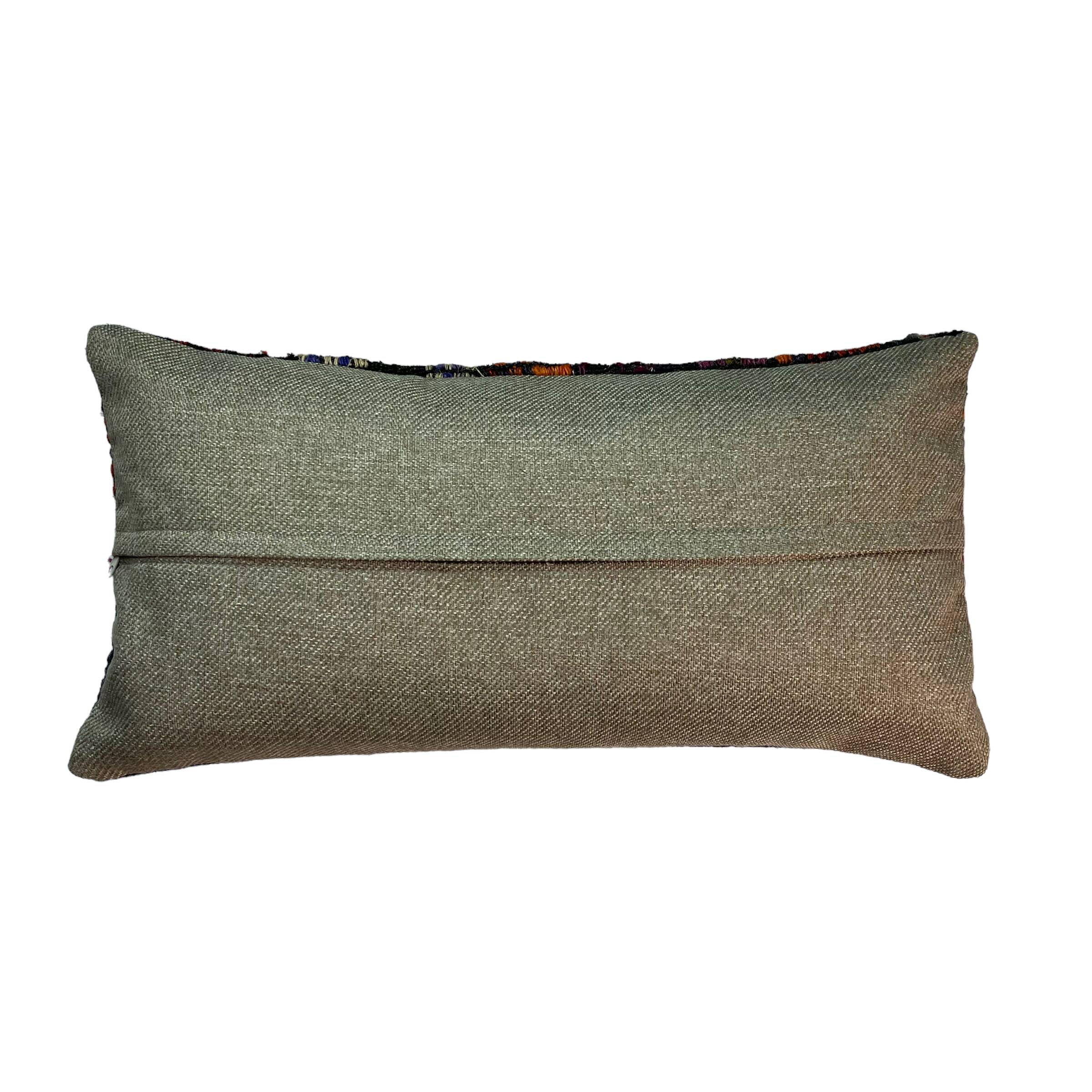 Vintage turkish kilim cushion cover , 30 x 60 cm