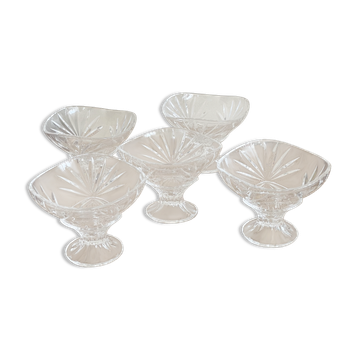 5 ice cream cups, Arques crystal fruits