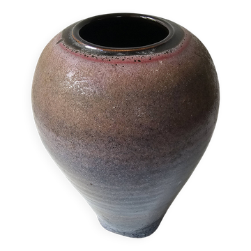 Vase en céramique à couverte Marron Bleue - 19cm