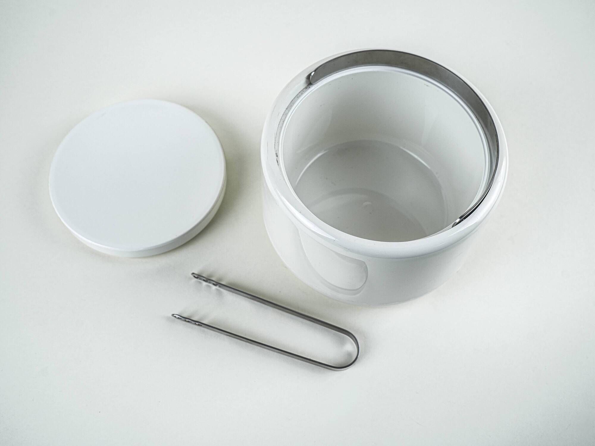 Stelton Ice Bucket in White with Steel Detail, Danish Design, 1970s