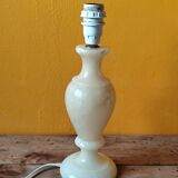Old beige marbled stone lamp base - alabaster lamp
