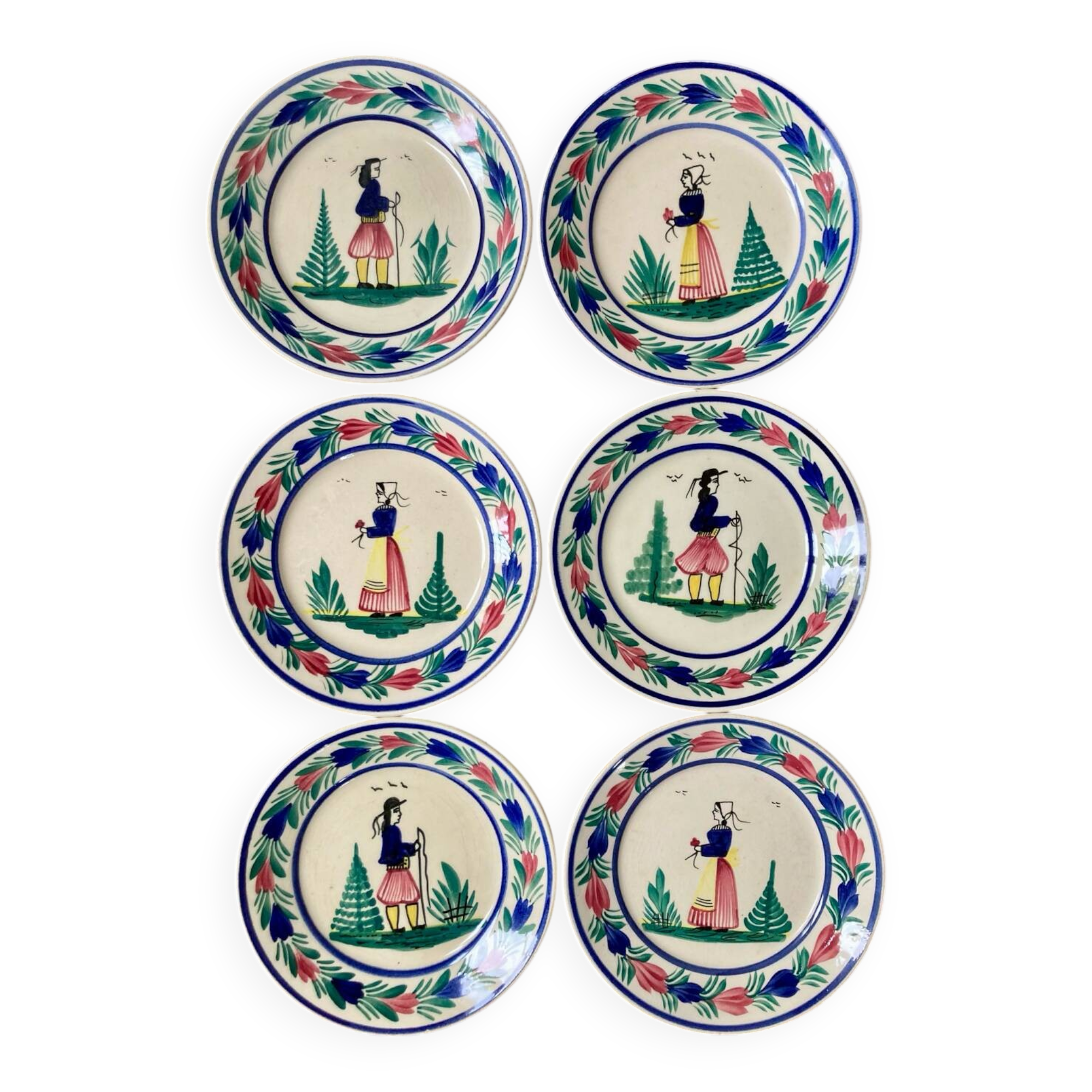 Henriot Quimper dessert service
