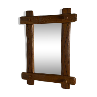 Brutalist wooden mirror