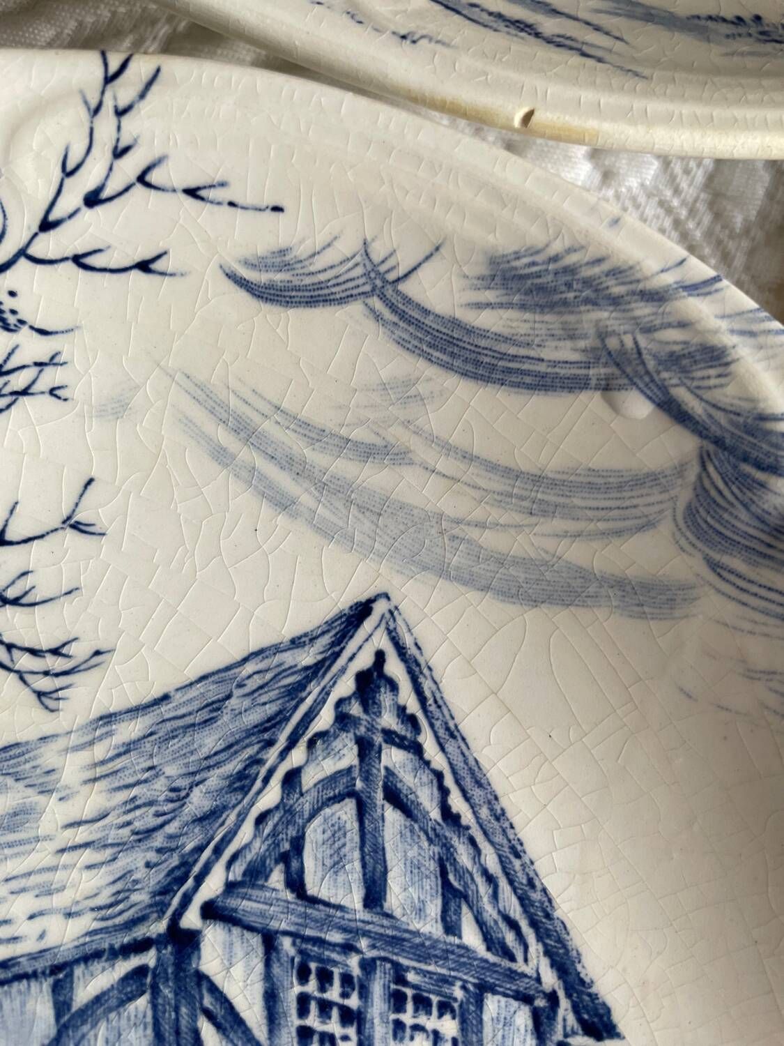 7 flat plates in earthenware by gien ludlow blue hunting decor year 70