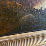 HST painting "Animated landscape at dusk" 19th century