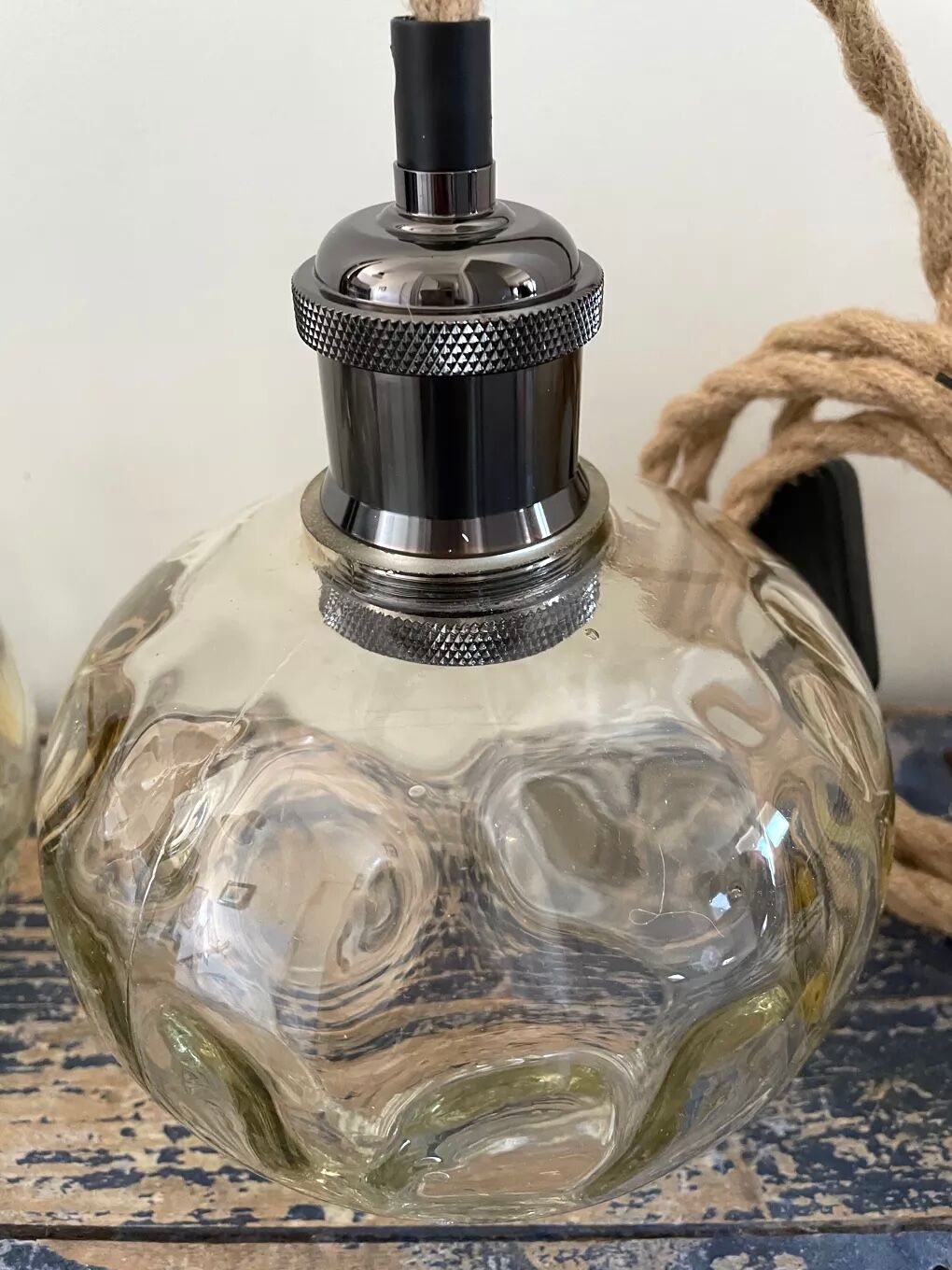 Set of two vintage electric chiseled glass handhelds