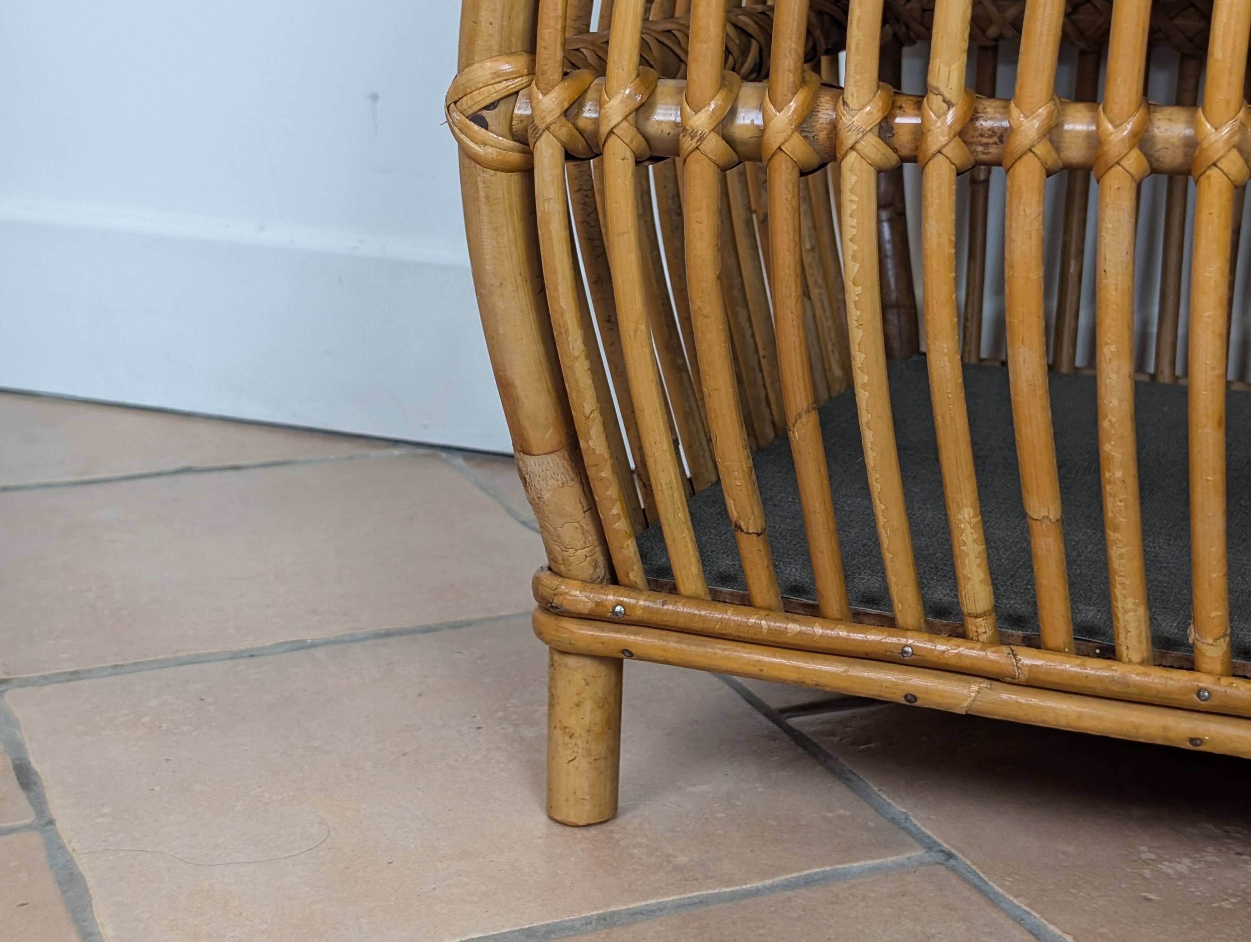 1960s rattan storage bench