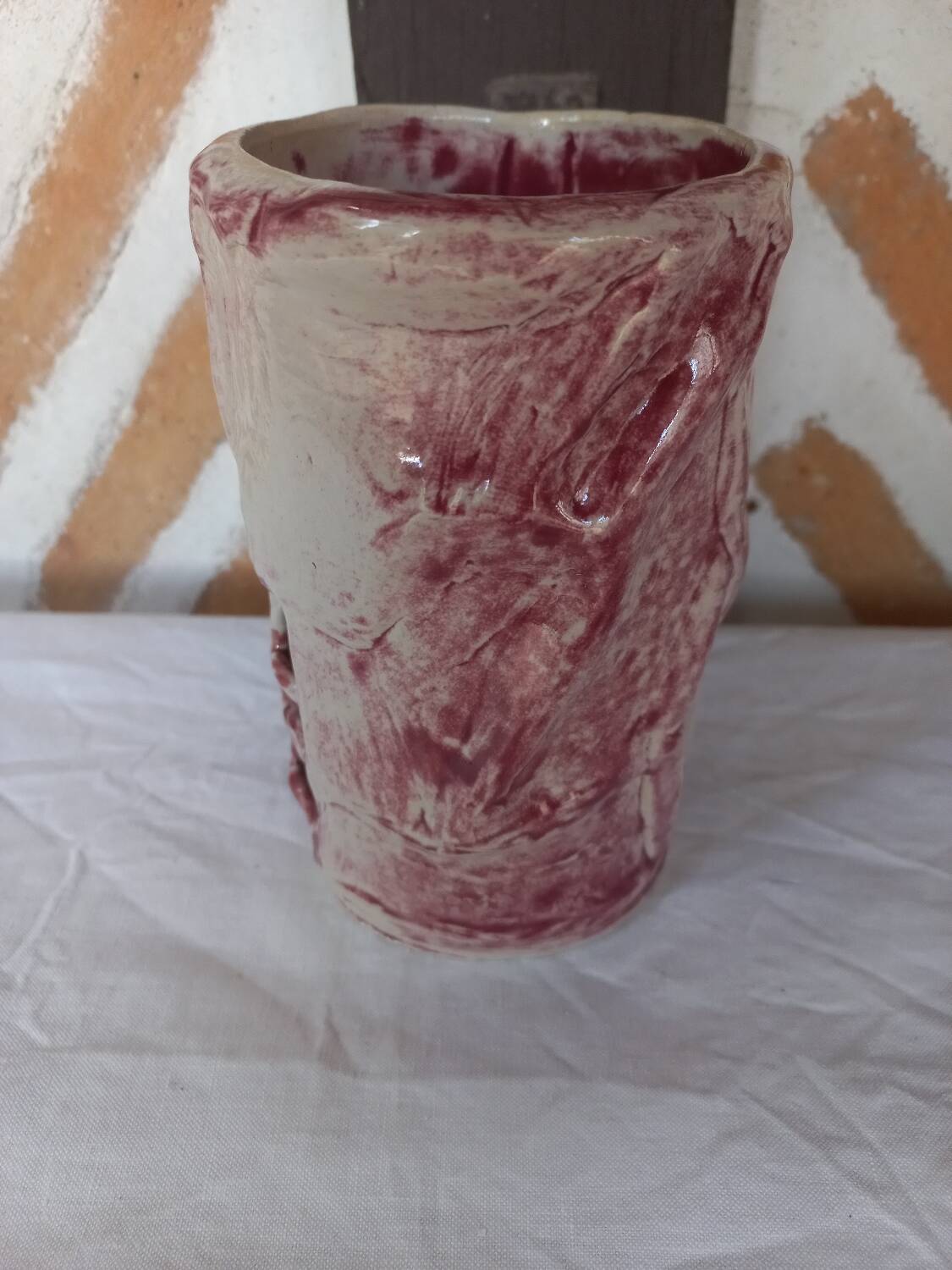 Original enamelled earthenware vase