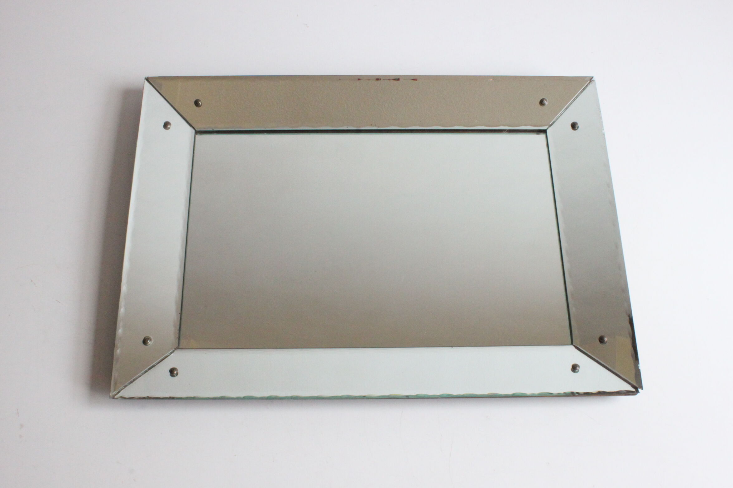 Art Deco box mirror with scalloped edges France 1930s