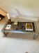 Roche Bobois coffee table in chrome metal and marble.