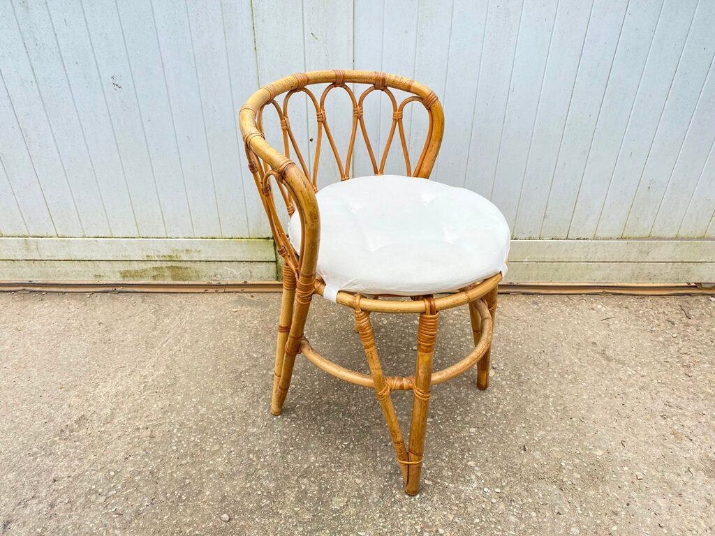 Armchair office chair in vintage rattan 60s