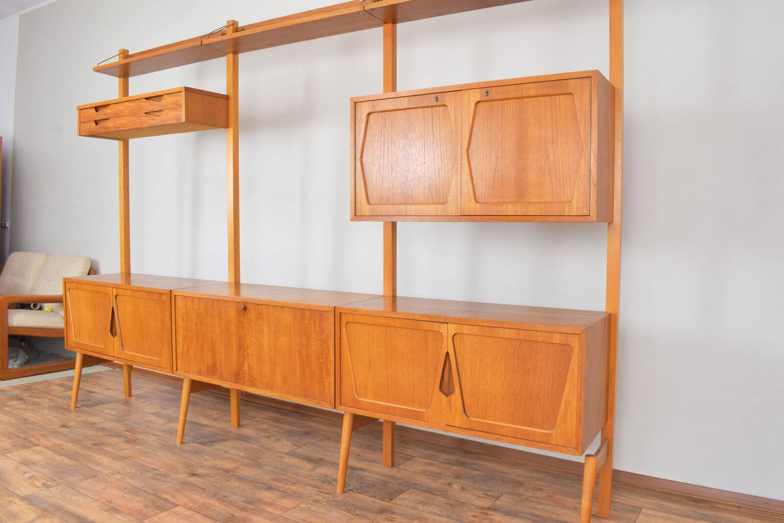 Teak Wall Unit by Kjell Riise for Rival Brodrene Jatogs, 1960s, Set of 3