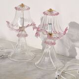 Set of 2 of Pink table lamps in Murano glass