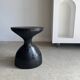 Solid wood (monoxyl) side table, organic shape, black color