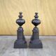 Vintage andirons, pair of andirons, fireplace accessory, brass and cast iron andirons
