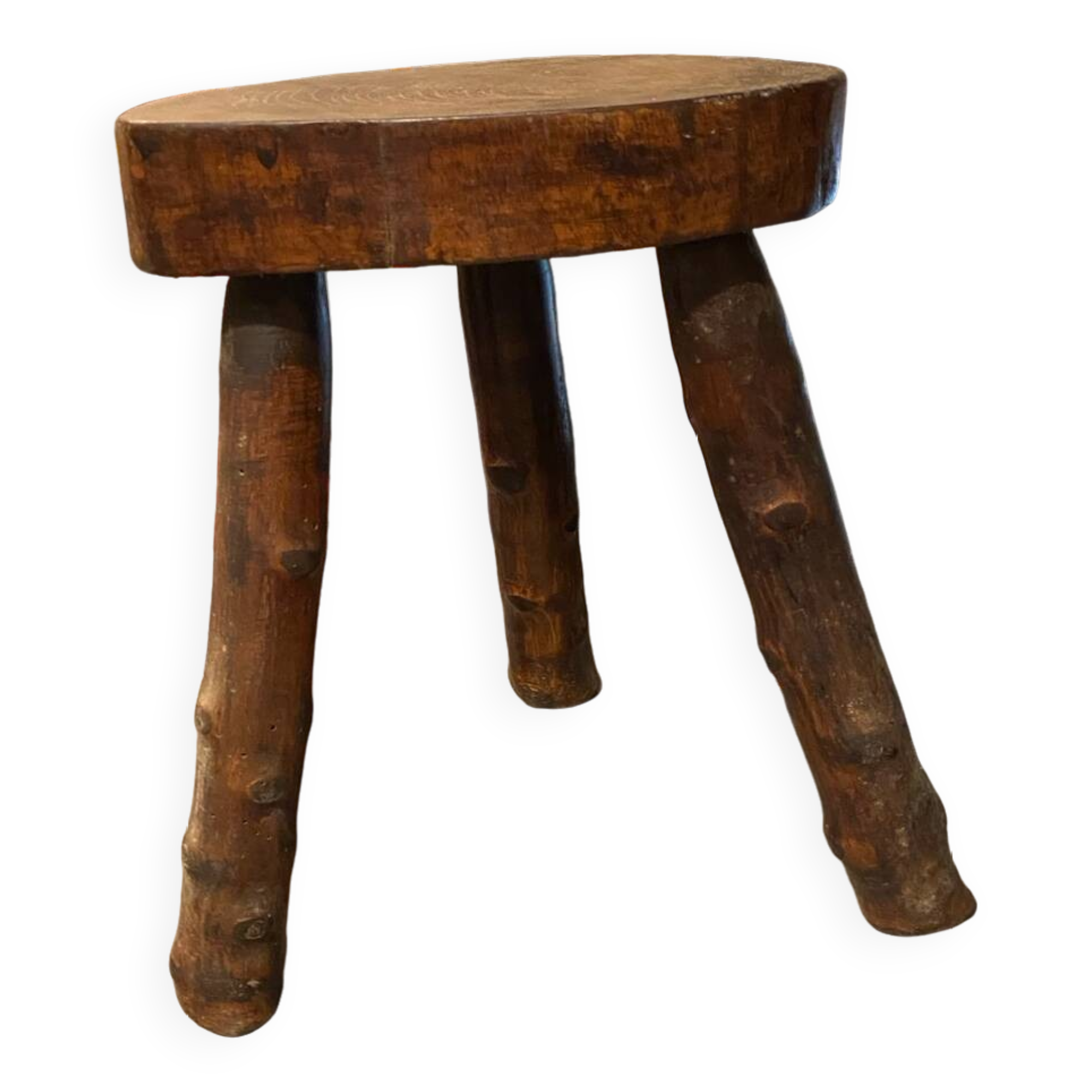 Small Vintage Tripod Plant Stool Brutalist Modernist Design Oak?