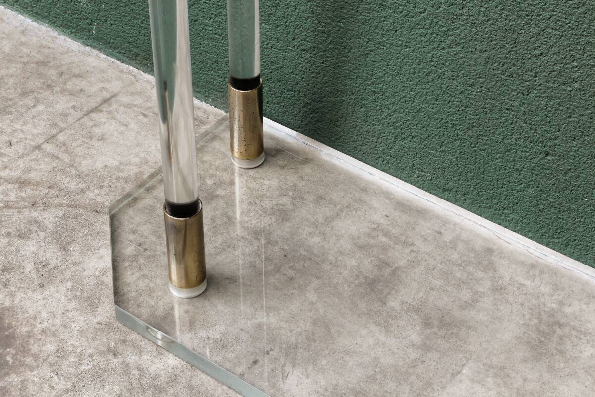 Console, altuglass, 1970s, in the style of Charles Hollis Jones.