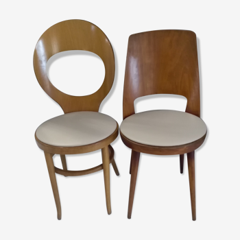 Pair of chairs bistrot Baumann model Mondor and Seagull 1960