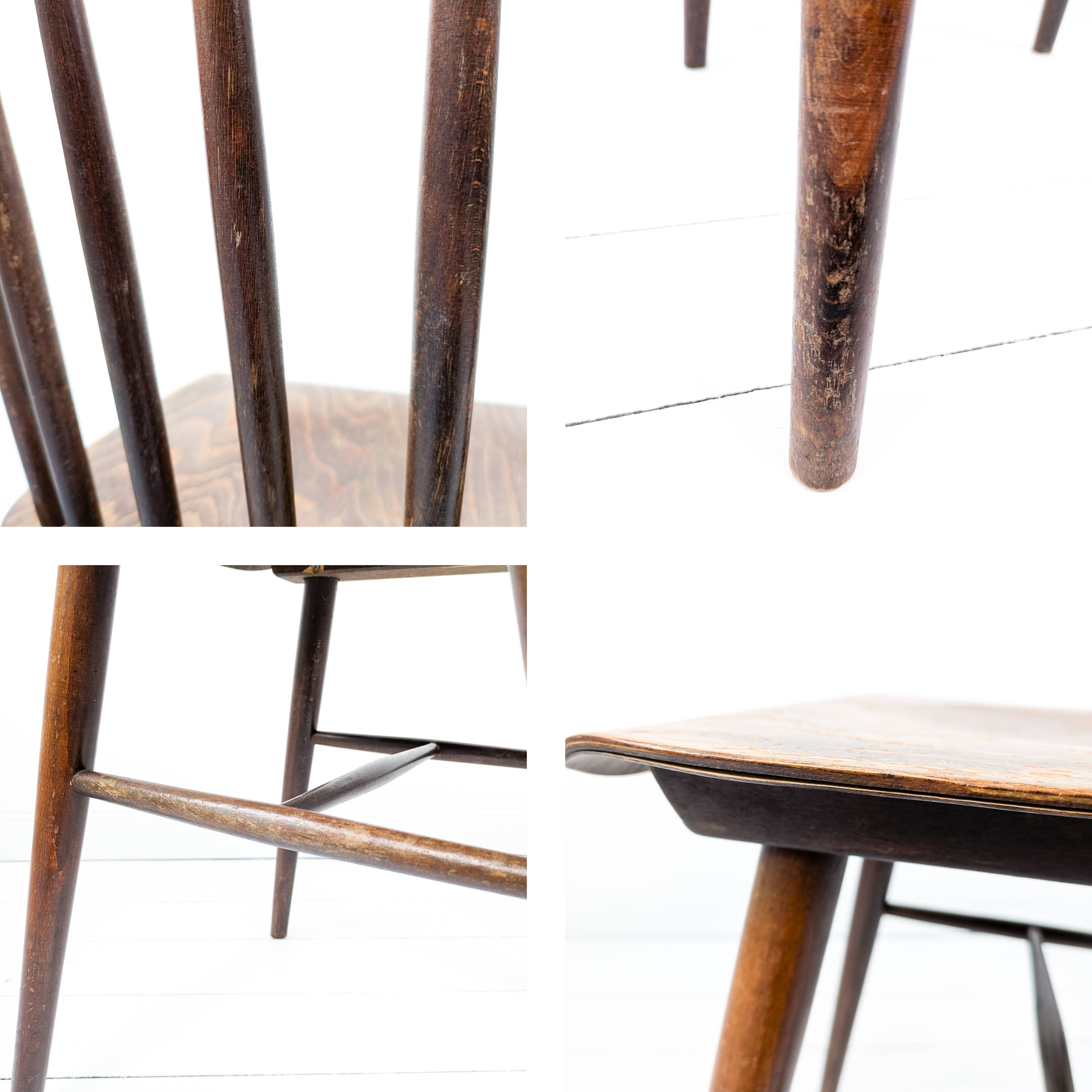 Chaise vintage en bois avec dossier à barreaux, style classique rustique 60