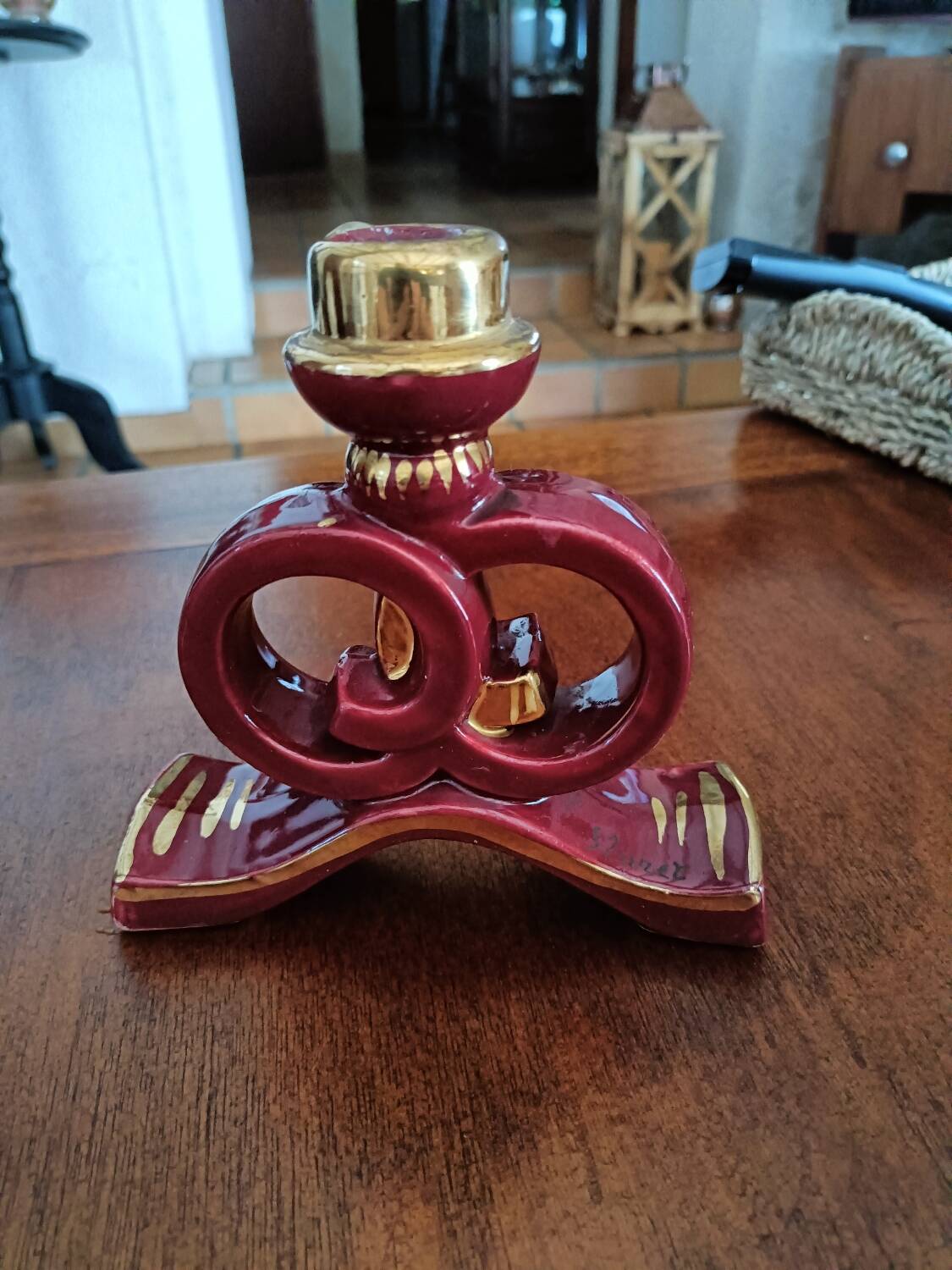 Art deco candle holder. Bordeaux