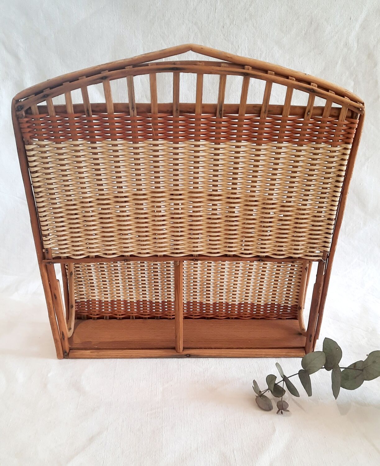 Vintage wicker letter rack