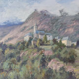 Vicente Gomez Fuste - Post Impressionist Village and Mountains
