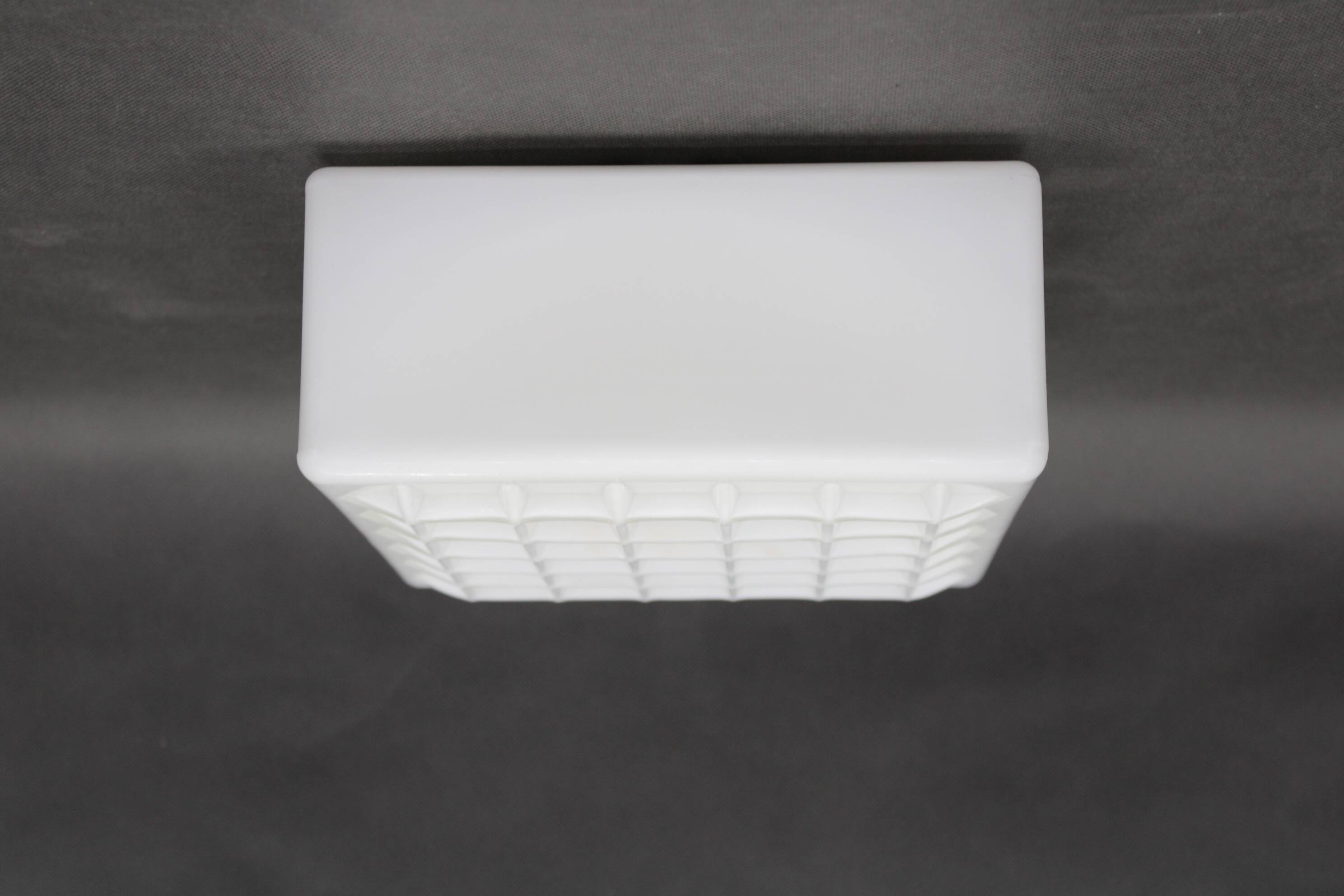 1970s Milky Glass Square Ceiling Light, Czechoslovakia