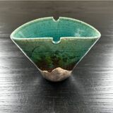 Fan vase in turquoise raku