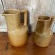 Pair of antique brenne pitchers in beige french stoneware vintage